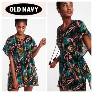 Old Navy Sz XXL 2X 18 20 Swim Cover Up Tunic Kaftan Tropical Floral